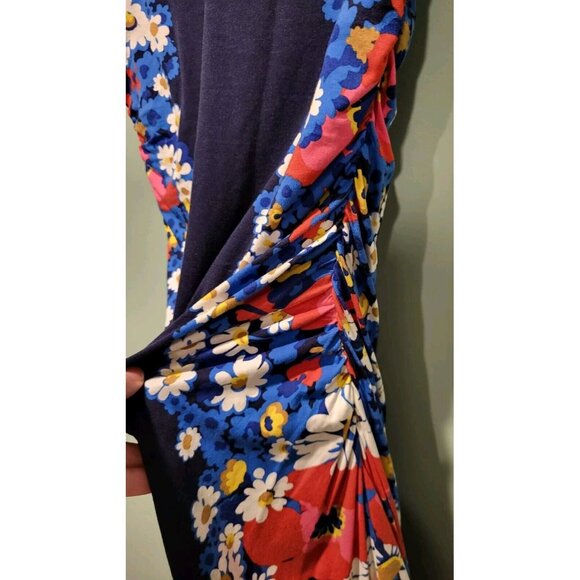 Boden Sleeveless Ruched Floral Cosima Jersey Midi Dress Sz 4r - Picture 4 of 8